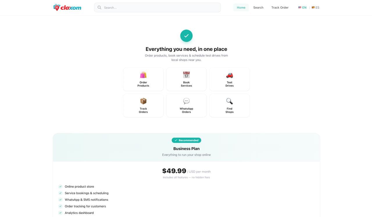 ClaxoM - multi-store and multi-service web platform preview
